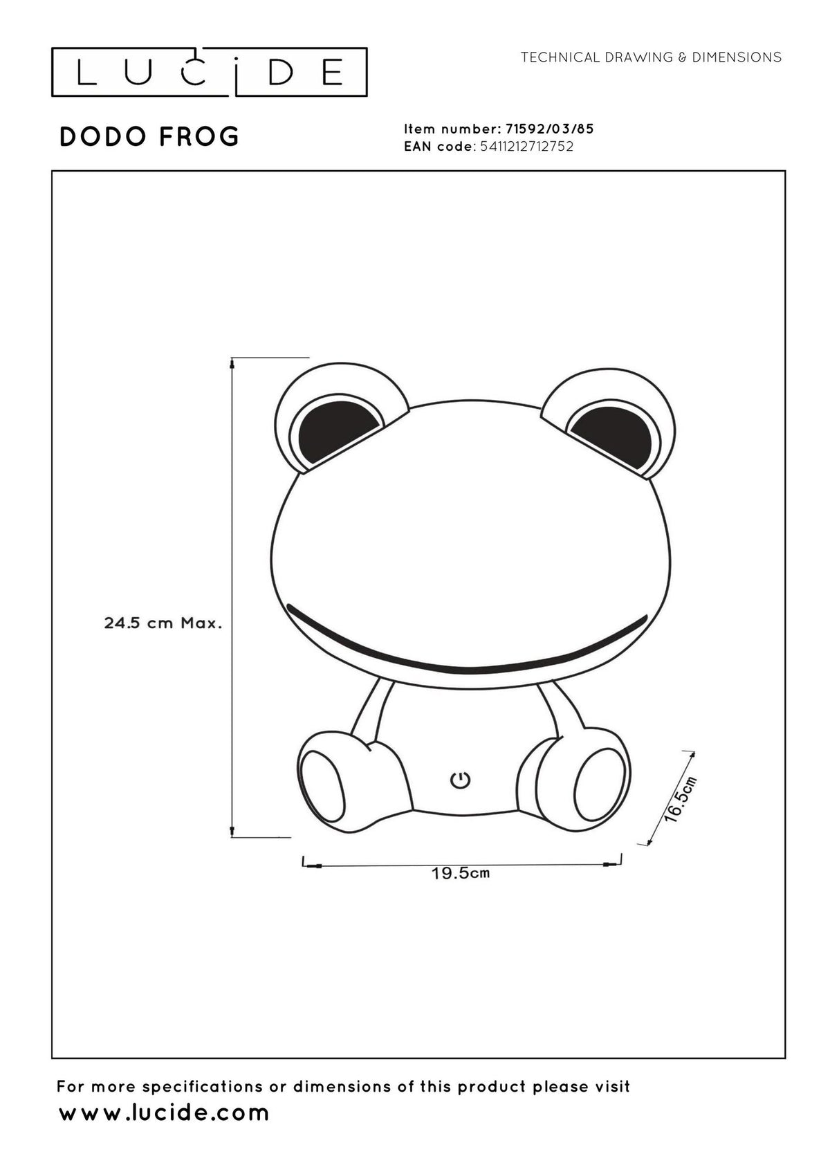 LED-nachtlamp Dodo Frog kinderkamer 4000K groen (4)