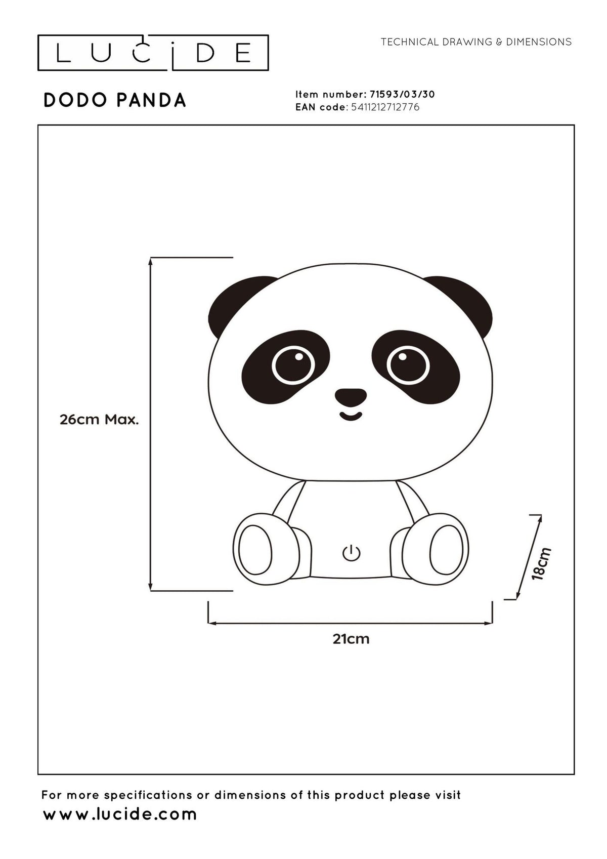 LED-Nachtlampe Dodo Panda Touchdimmer dimmbar Kinderzimmer (5)