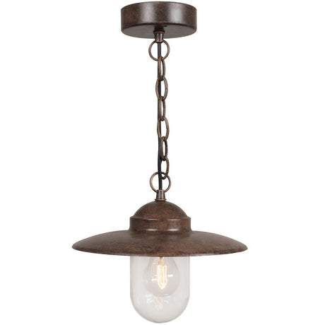 Luxembourg Hängeleuchte Außen Rostfarben, elegante Pendelleuchte für gemütliches Licht im Außenbereich.