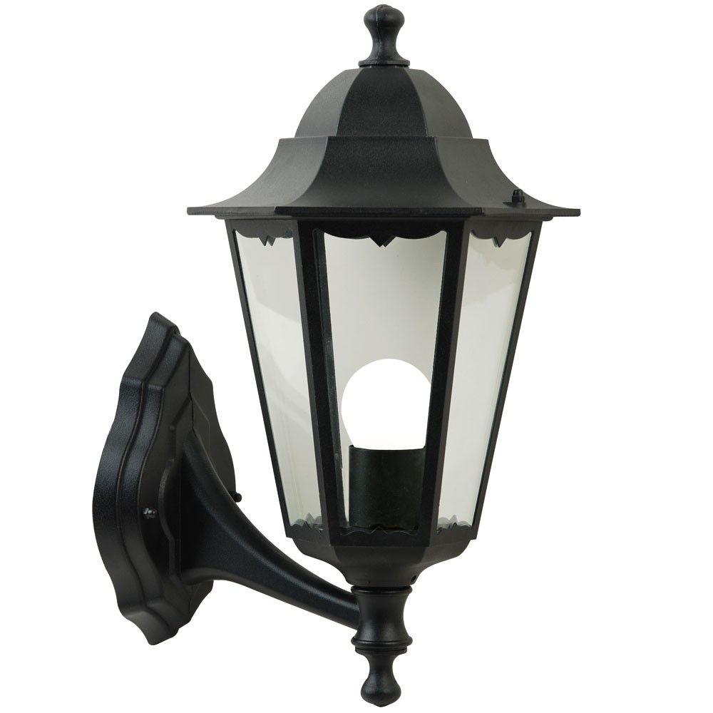Cardiff Außen-Wandleuchte Schwarz aus schwarz lackiertem Aluminium und Klarglas, elegant und modern.