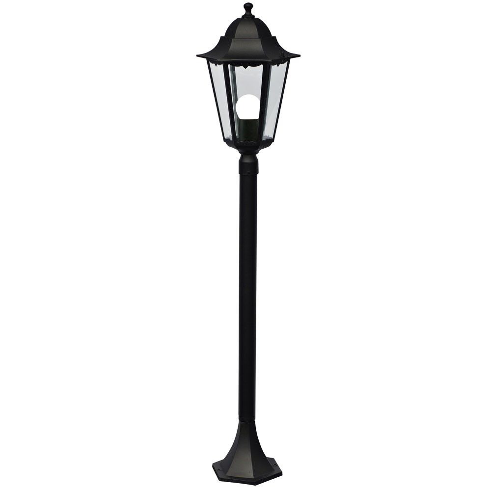 Cardiff Außen-Stehleuchte Schwarz für Gartenbeleuchtung, 1 cm hoch, aus schwarz lackiertem Aluminium.