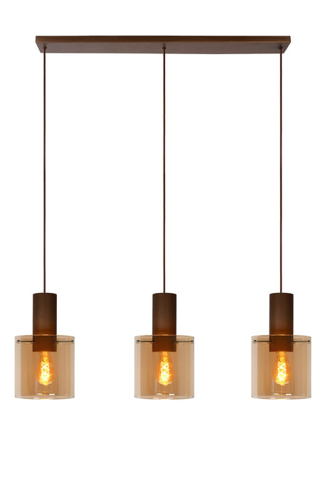 Pendelleuchte Toledo 3-flammig Glas Ø20cm höhenverstellbar Amber (1)