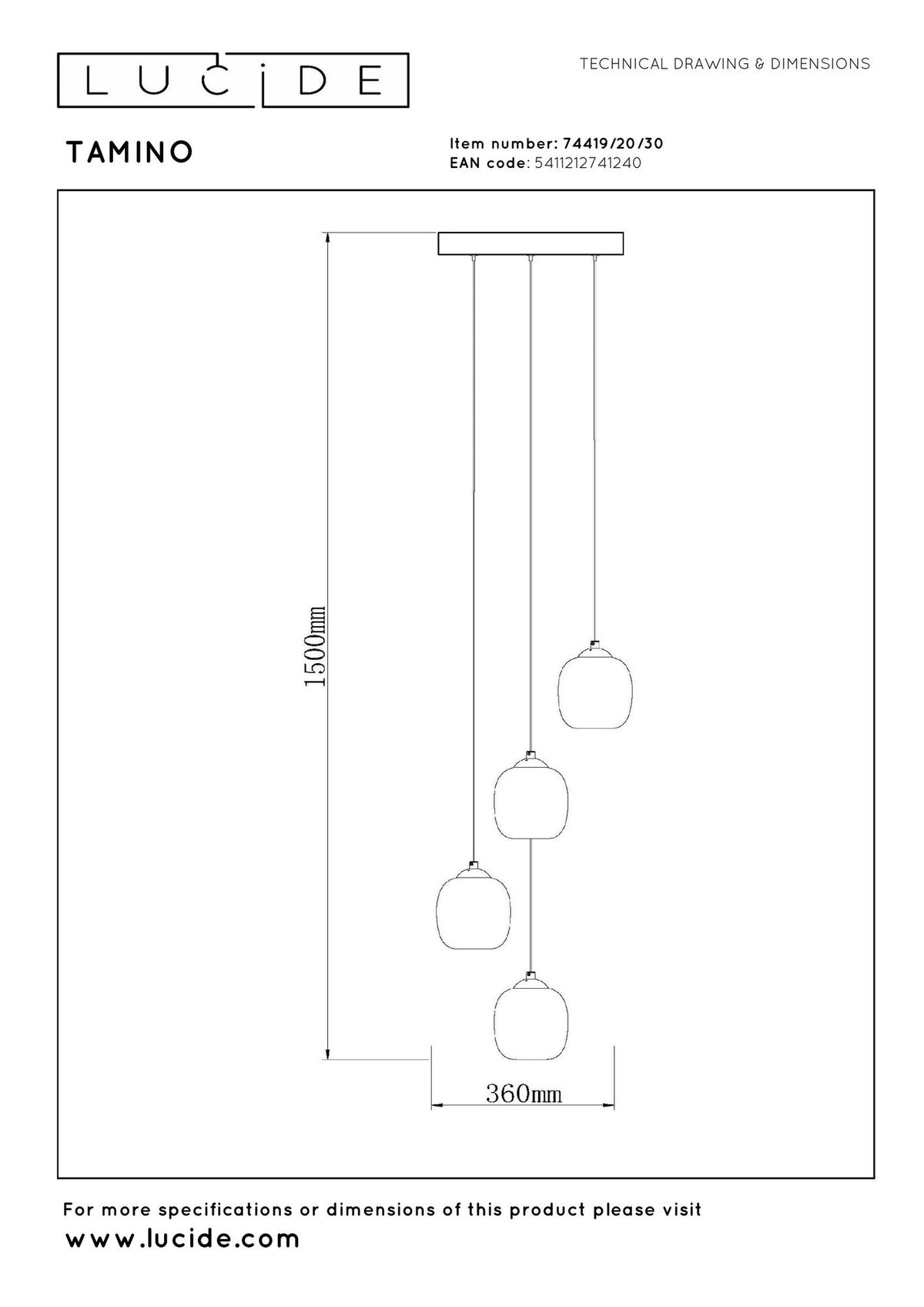 LED-Pendelleuchte Tamino 4-flammig dimmbar (6)