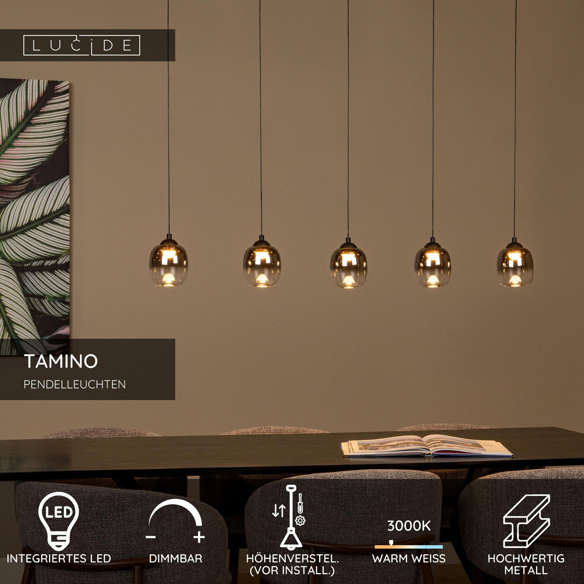 LED-Tamino pendant light 5-light dimmable height-adjustable 127cm (5)