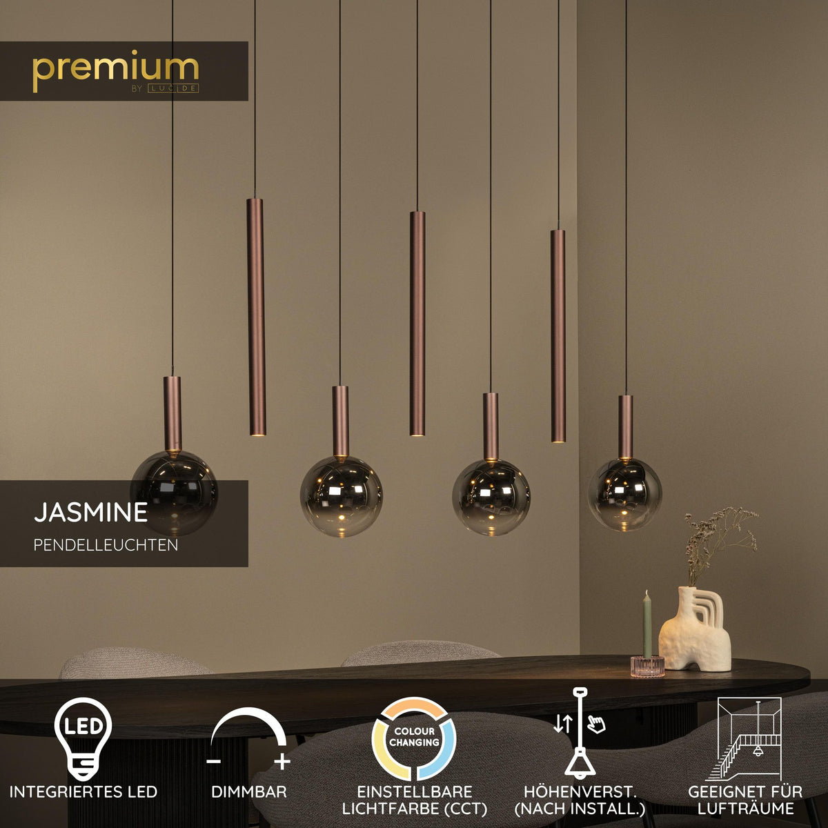 LED-Jasmine pendant light 7-light dimmable CCT height-adjustable (5)