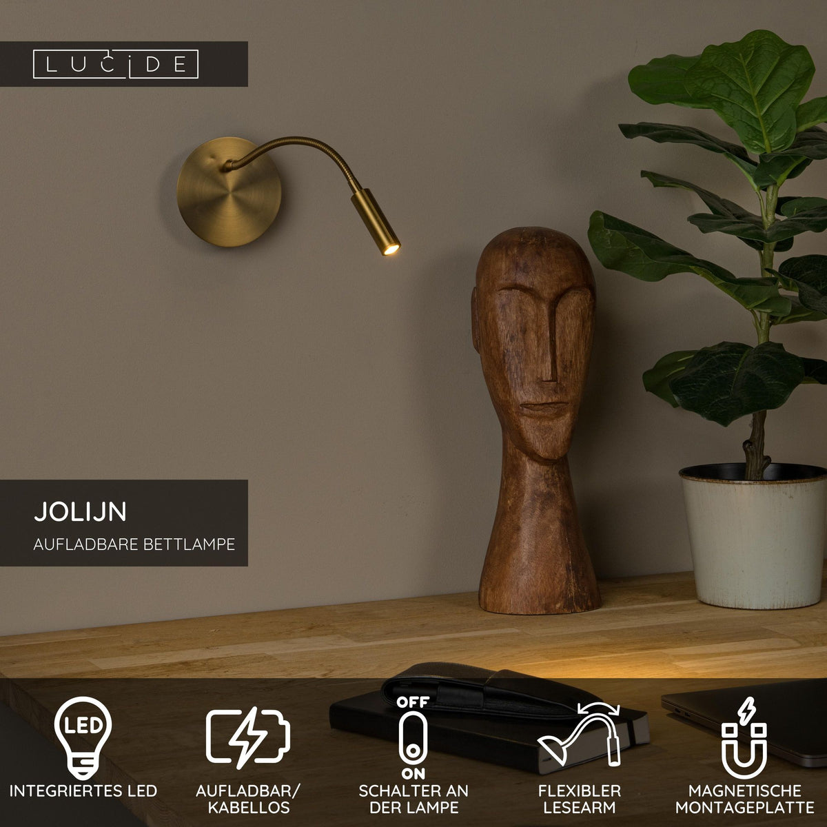 LED-Bettleuchte Jolijn mit flexiblem Arm, Akku und Magnethalterung (5)