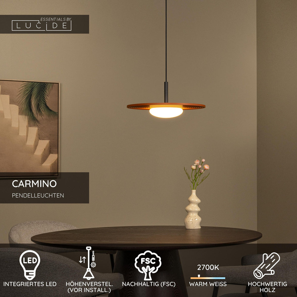 LED-Suspension Carmino avec abat-jour en bois, réglable en hauteur, blanc chaud (5)