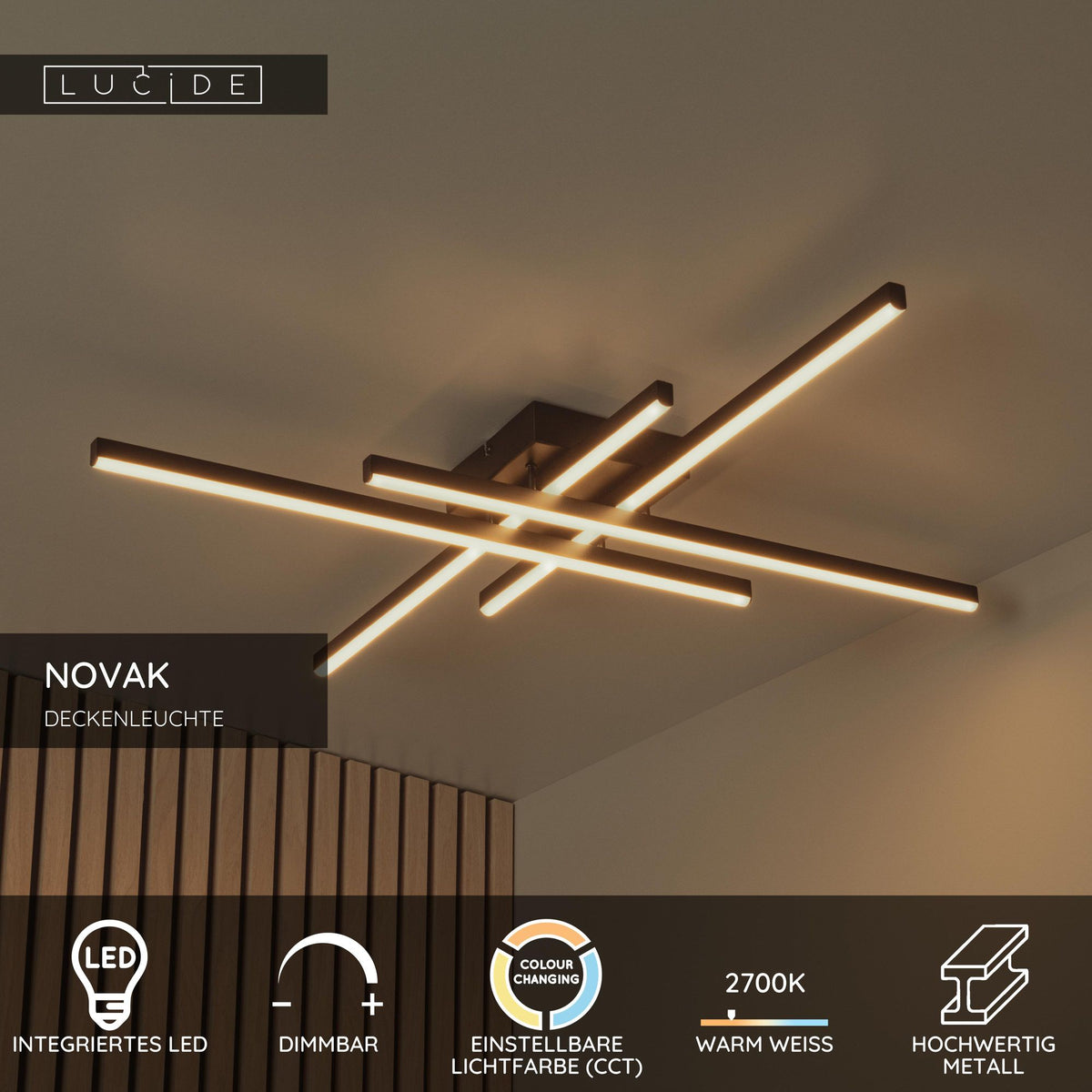 LED-Deckenleuchte Novak dimmbar CCT Schwarz 80cm (5)