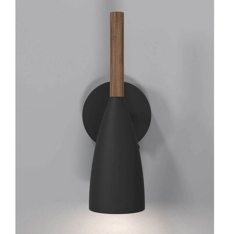 Applique Pure noire avec design élégant et poignée en noyer huilé.