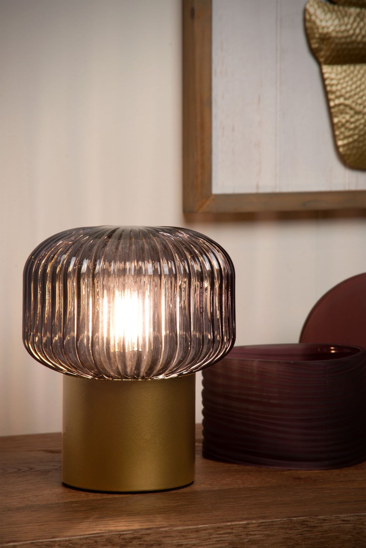 Bordlampe Jany rillet glasskjerm 1-lys (3)