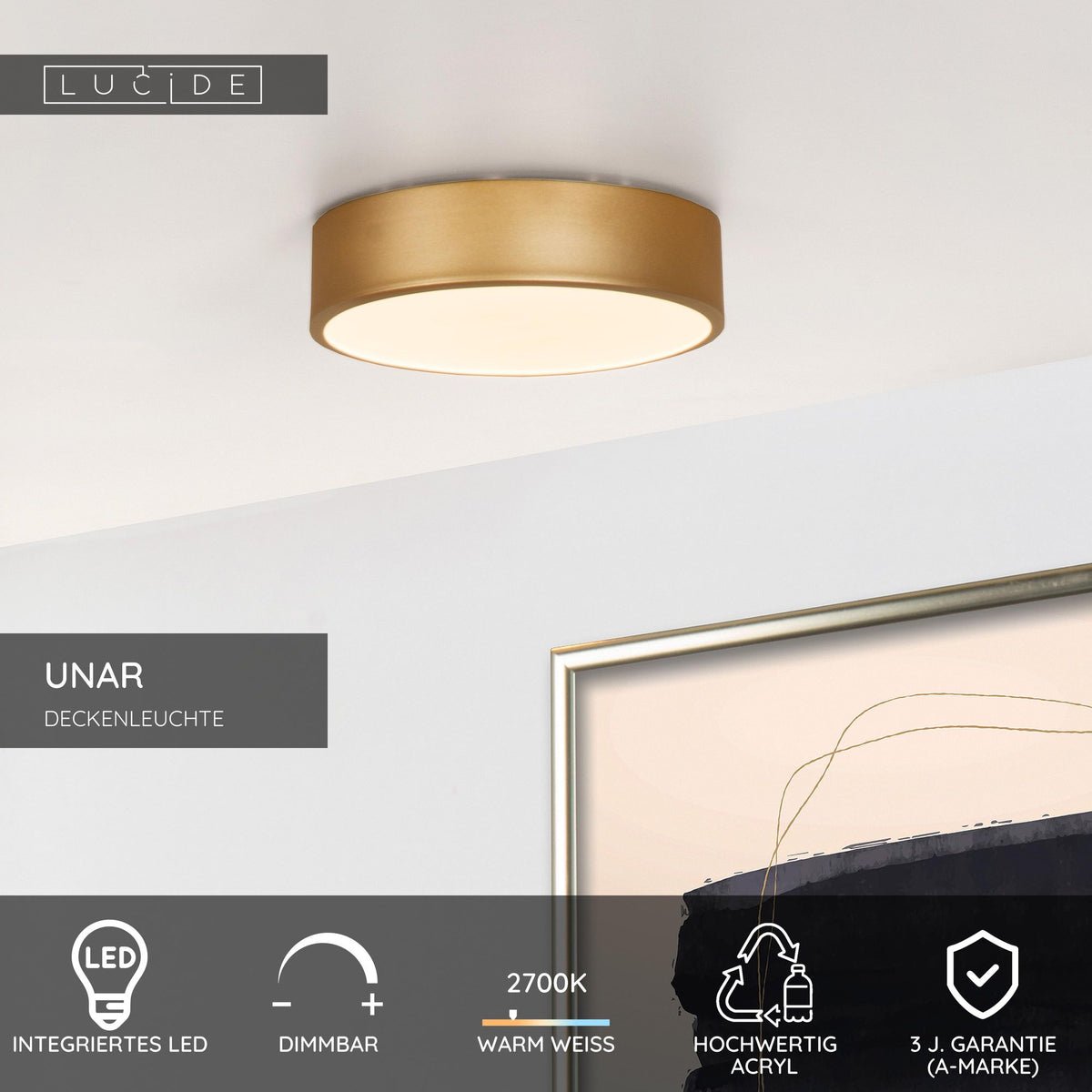 LED-Plafonnier Unar à 3 niveaux de variation Ø 20cm blanc chaud (6)