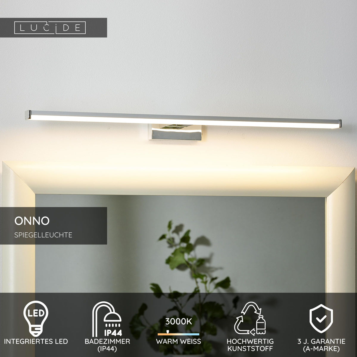 LED-Spiegelleuchte Onno IP44 3000K 60cm Chrom matt (3)