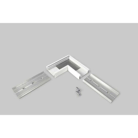 90° Ecke für Aufbauprofil flach Weiß - Set aus Aluminiumprofilen und Montagezubehör.