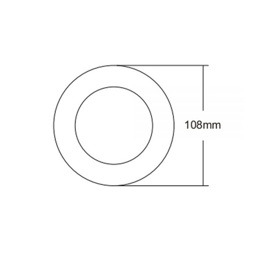 Abdeckung Sys-90 rund Chrom-Matt für Einbaustrahler - technische Zeichnung mit Maßen von 108 mm.