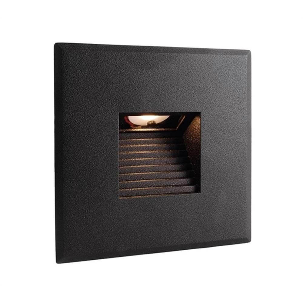 Abdeckung Steps eckig für Wandeinbaustrahler Schwarz aus Aluminium mit quadratischem Ausschnitt.