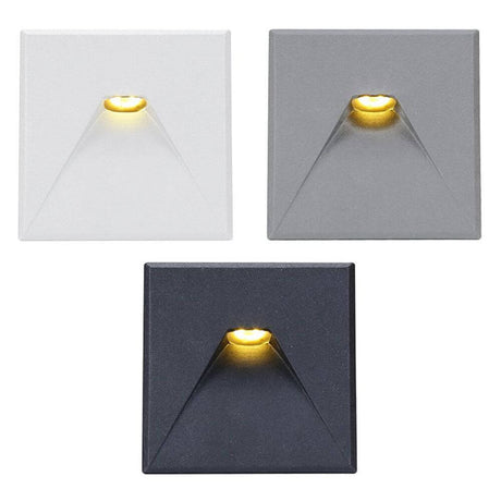 Sys-Wall 68 cover for LED square wall recessed spotlight 2 in 3 colours: white, grey and black.