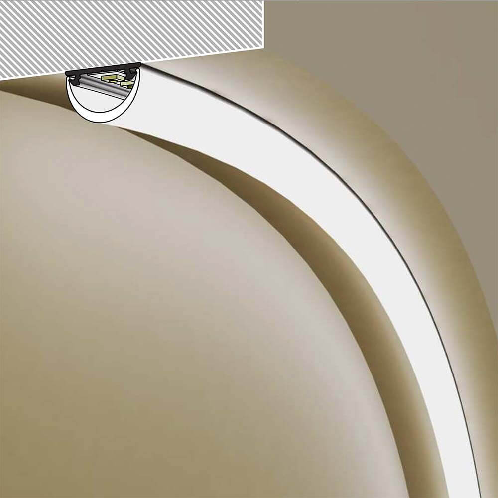 Abdeckung rund 200cm Typ D Opalweiss für LED-Strip-System mit Montageprofil.