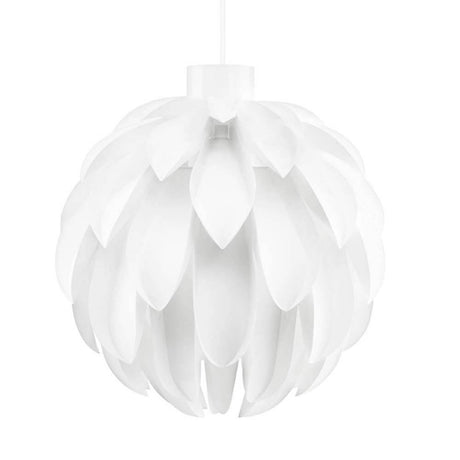 Zaokrąglona lampa wisząca Norm12 XL Biała o zapraszającej okrągłej formie i łagodnym świetle.