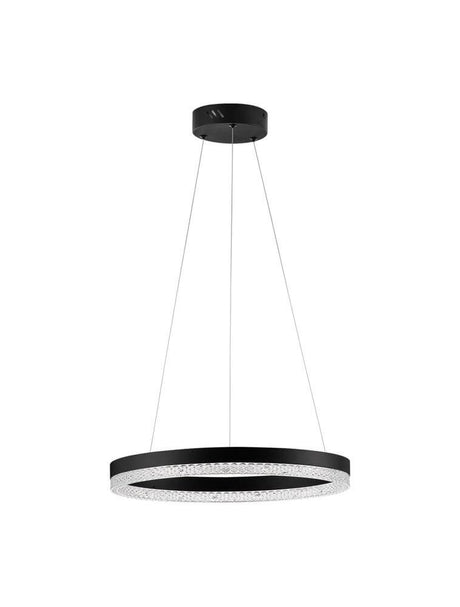 Adriaterhavet LED Pendel Ø 40cm 3000K med matsort aluminiumsring og jævn lysfordeling.