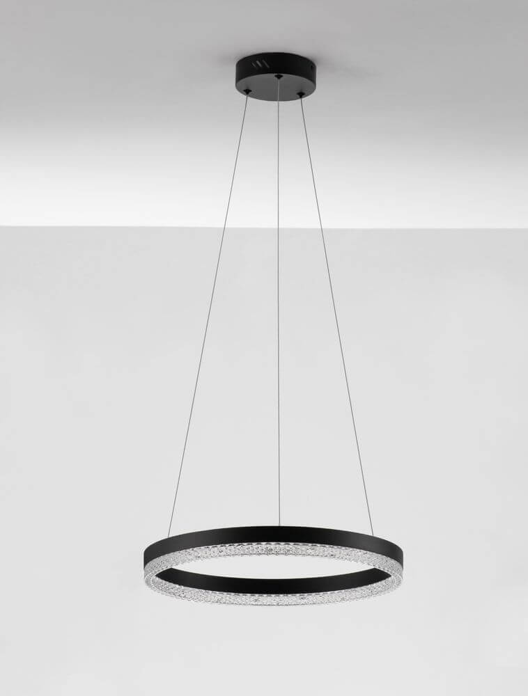 Adria LED Pendelleuchte Ø 40cm 3000K in mattem, schwarzem Aluminium für einladende Atmosphäre.