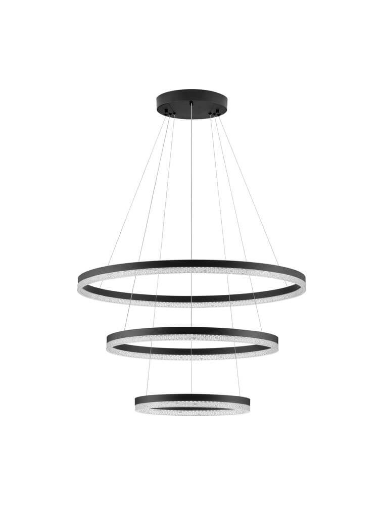 Adria LED Pendelleuchte 3-flammig Ø 80cm in modernem Design mit drei Ringen, ideal für die Wohnung.
