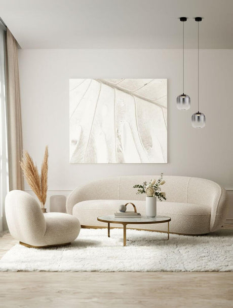 Modern interior design with Aelia LED pendant light 3000K black, smoke in an elegant living room.