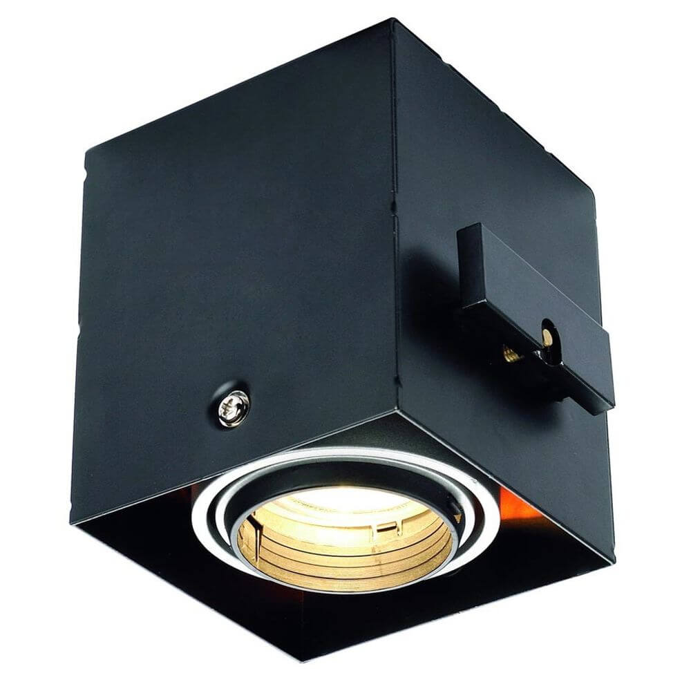 Aixlight Pro 50 1 Frameless Einbaurahmen inkl. Einbau-Kit Schwarz mit quadratischem Design und drehbarem Spot.