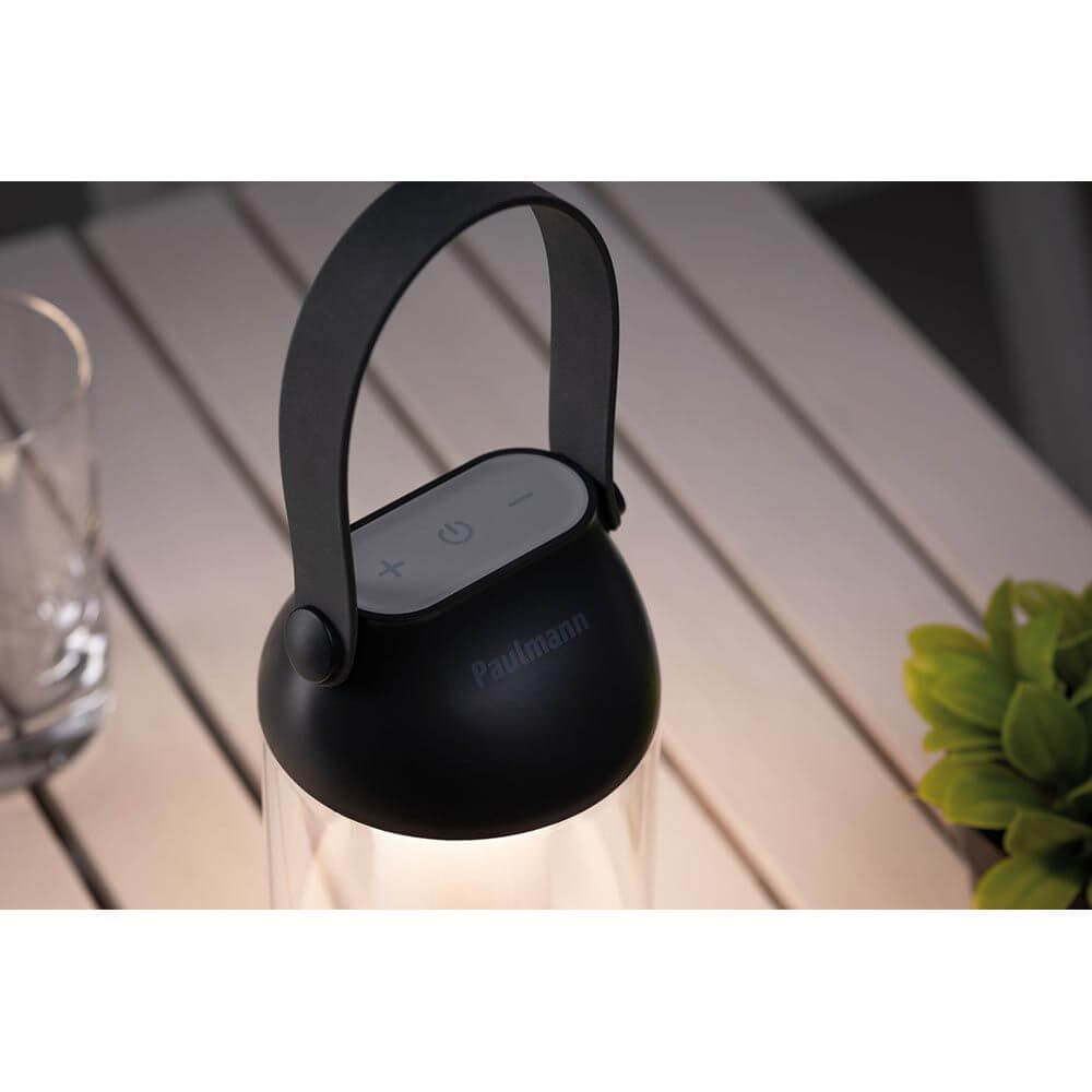 Akkuleuchte Cupulino Anthrazit, dimmbar, IP44 spritzwassergeschützt, ideal für den Außenbereich.