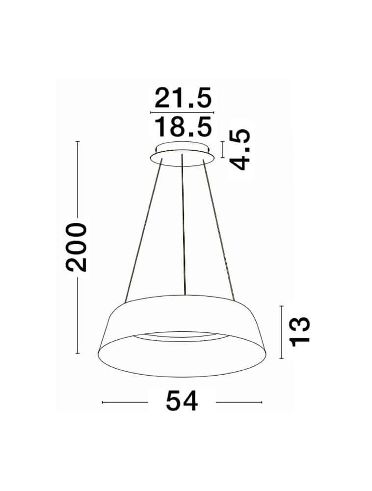 Technische Zeichnung der Alba LED Pendelleuchte Ø 54cm 3000K mit Maßen.