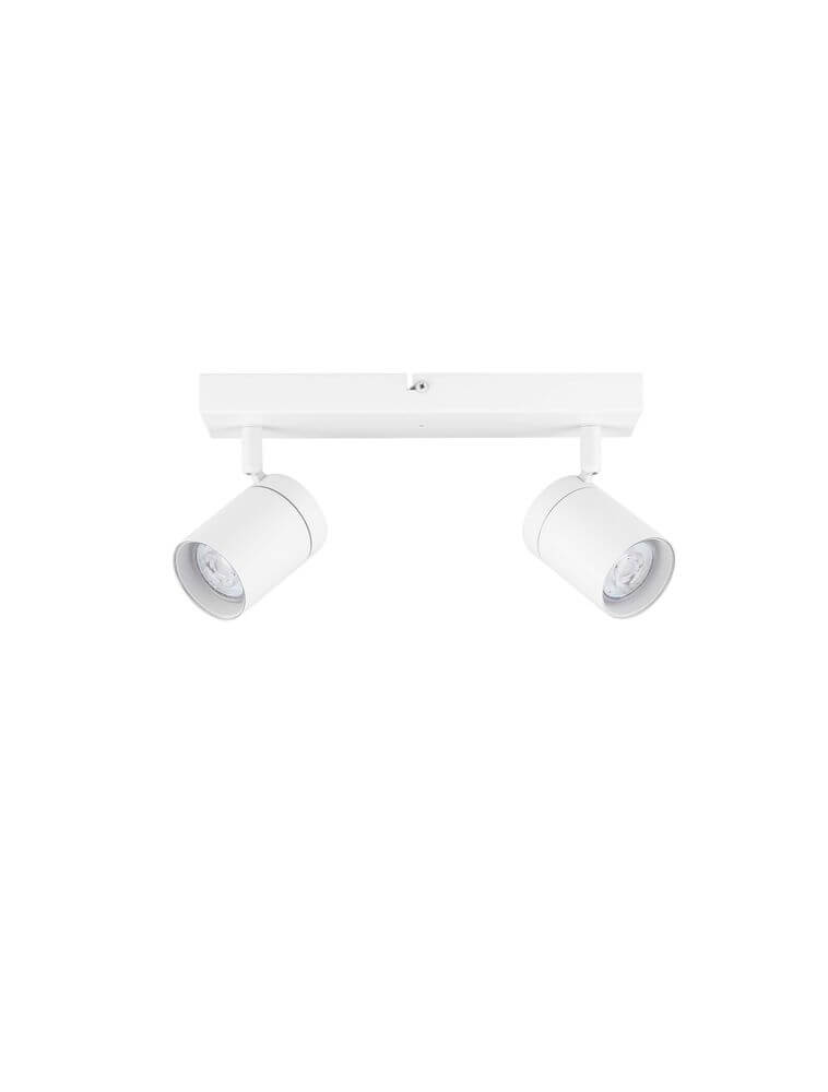 Alma Deckenleuchte GU10 2-flammig IP44 in modernem Design mit zwei weißem Lampenschirmen.