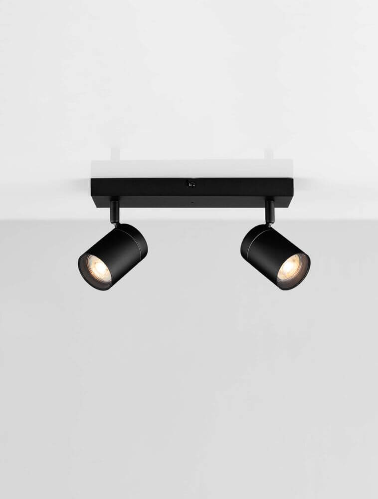 Alma Deckenleuchte GU10 2-flammig IP44 in modernem Design und schwarzer Farbe, ideal für jeden Raum.