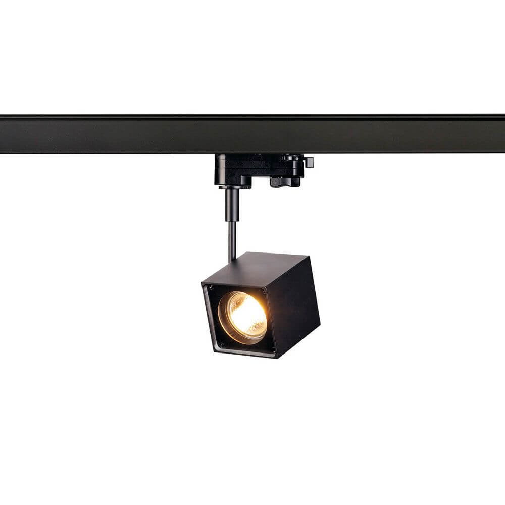 Altra Dice Spot inkl. 3P.-Adapter eckig GU10 max. 50W Schwarz an einer Hochvolt-Schiene montiert