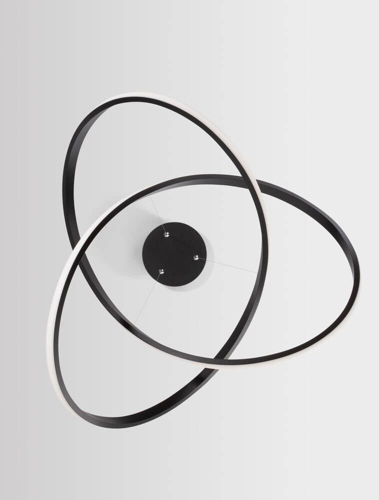 Amara LED Pendelleuchte Ø 56cm in modernem Design mit schwarzem Aluminium und Kunststoff.