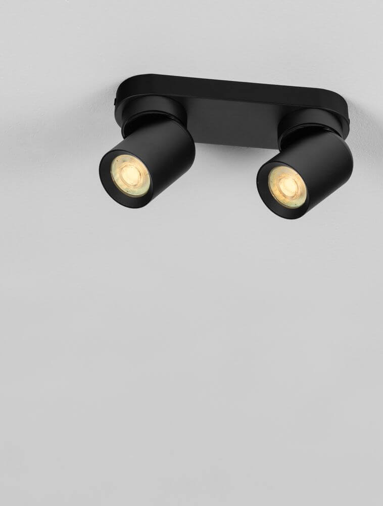 Amecy Deckenleuchte 2-flammig 22x6,5cm mit zwei schwarzen Lichtquellen für moderne Innenräume.