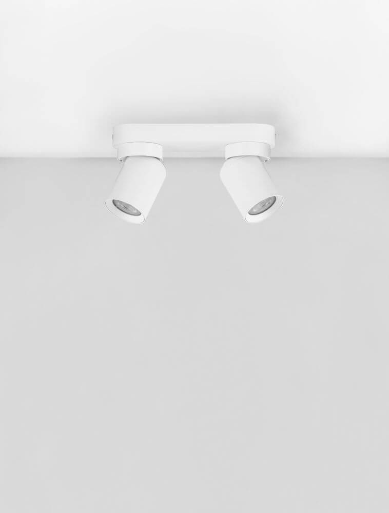 Amecy Deckenleuchte 2-flammig 22x6,5cm mit zwei weißen Spotlights an der Decke.