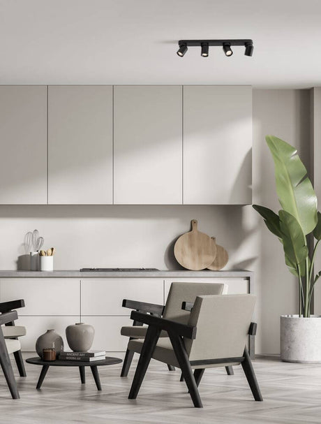 Amecy Deckenleuchte 4-flammig 60x6,5cm schwarze Deckenleuchte im modernen Wohnraum