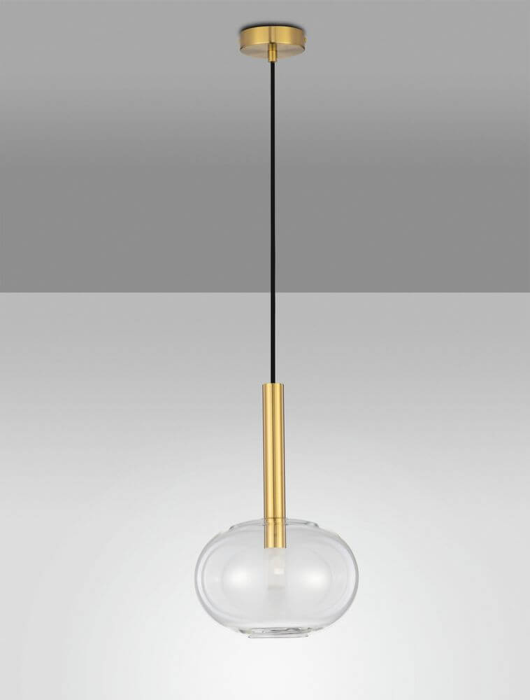 Amelia Pendelleuchte Ø 24cm mit eleganter Metallhalterung und geschmackvollem Glasschirm.