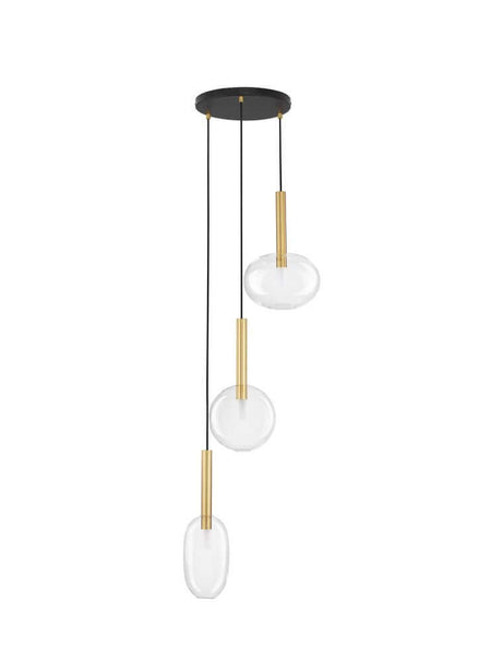 Amelia pendel 3-pære Ø 50cm med nedhængte glasskærme i moderne design.