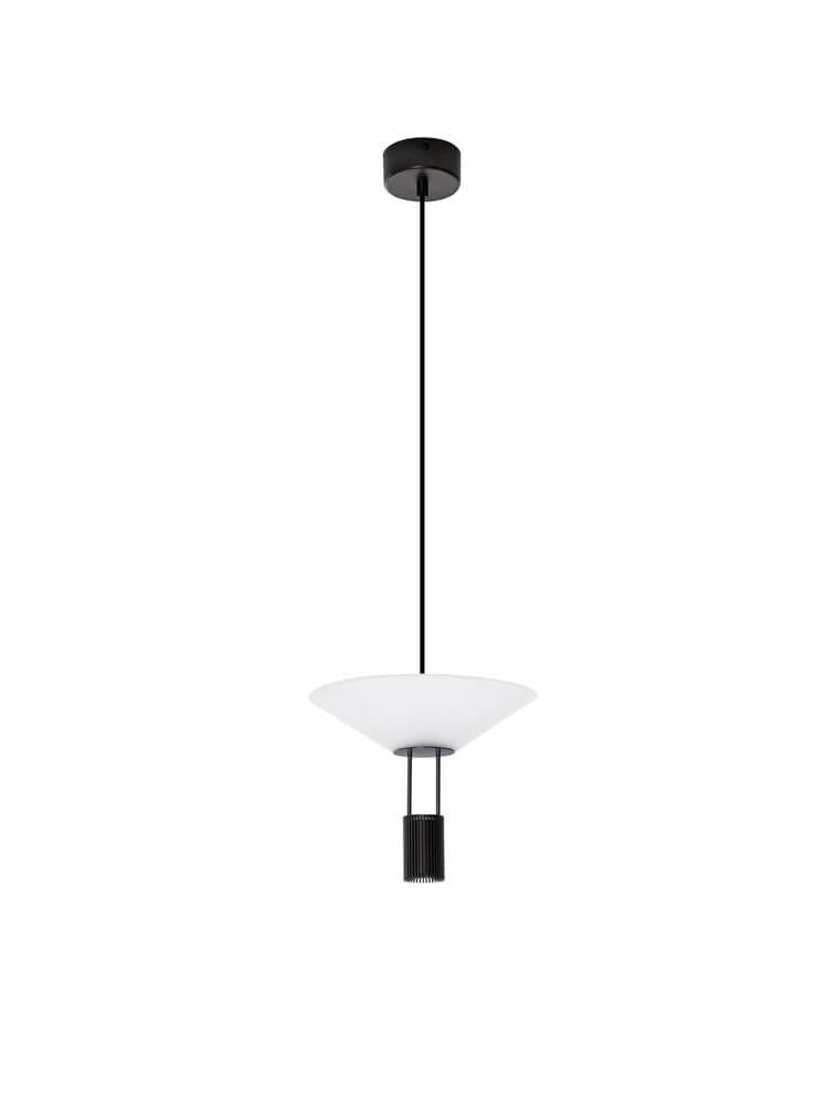 Anafi LED Pendelleuchte Ø 22cm indirekt in modernem Design mit Stahl- und Glaselementen.