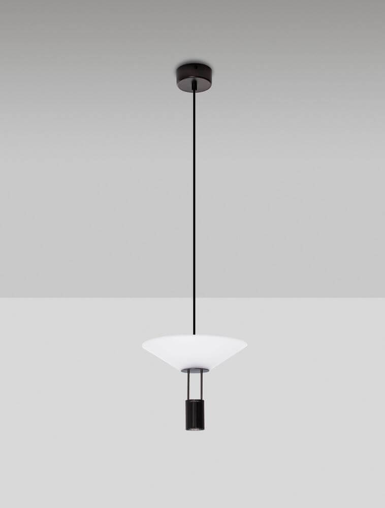 Anafi LED Pendelleuchte Ø 22cm indirekt - moderne Designleuchte aus Stahl und Glas.
