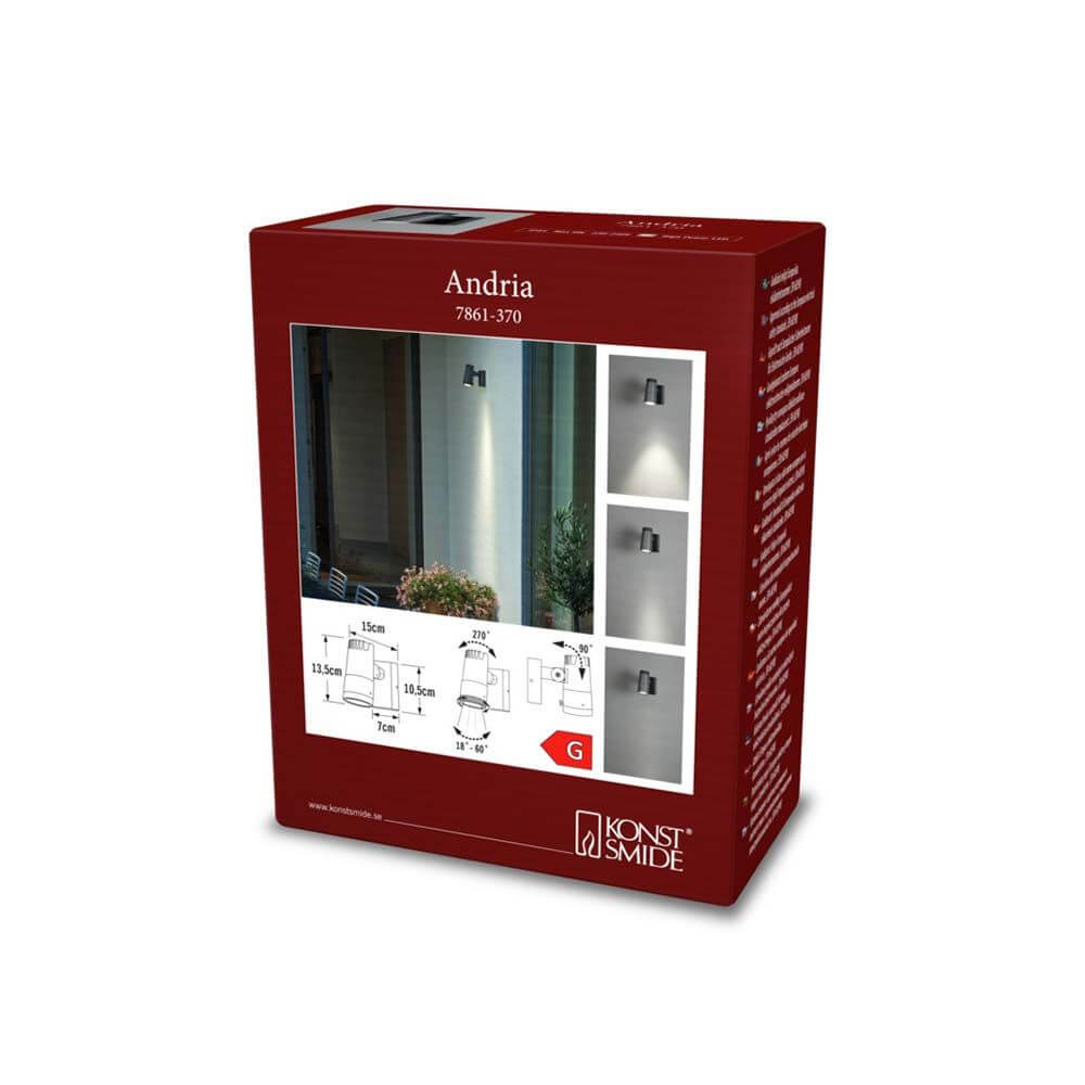 Andria LED Außen Strahler Anthrazit, verstellbarer Lichtauslass, Hochleistungs-Wandleuchte von Konstsmide