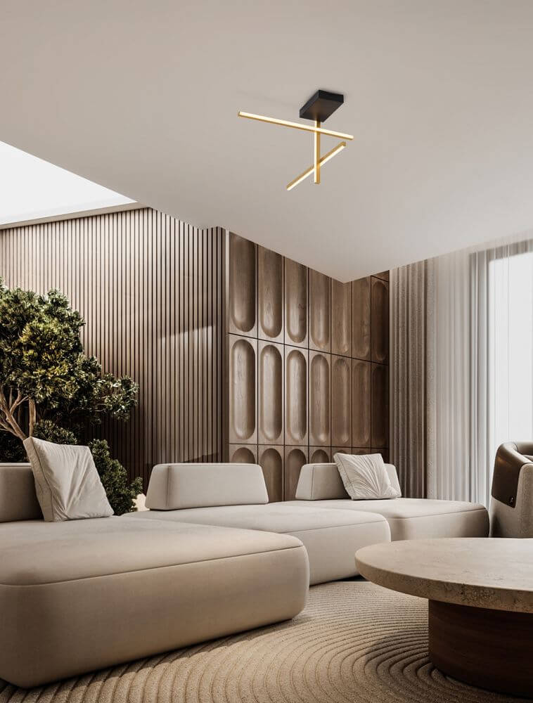 Antama LED Deckenleuchte 3-flammig in modernem Wohnraum mit minimalistischer Einrichtung.