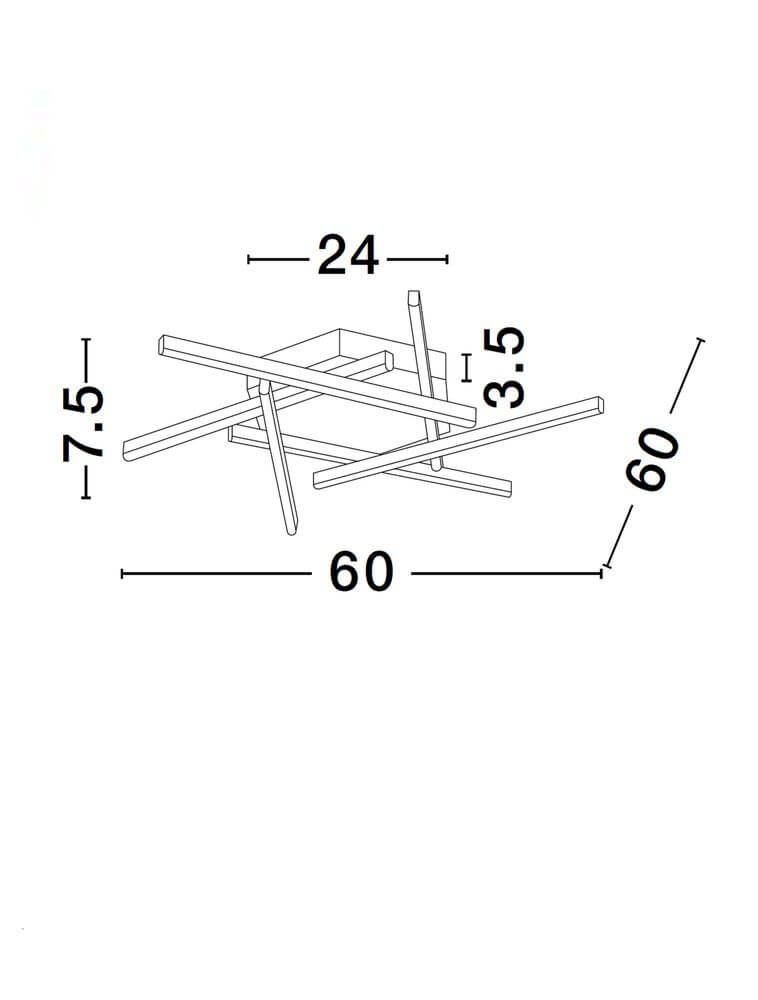 Technische Zeichnung der Antama LED Deckenleuchte 6-flammig Ø 60cm mit Abmessungen.
