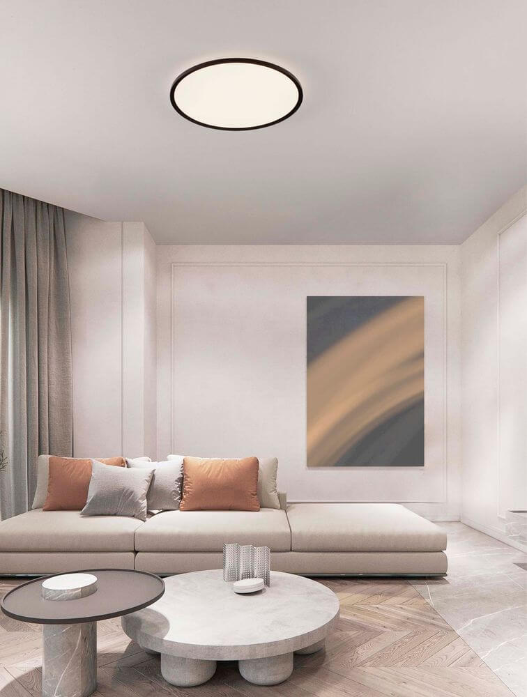 Aoton Deckenleuchte Ø 60cm Rund 3000K in modernem Wohnraum mit eleganter Einrichtung