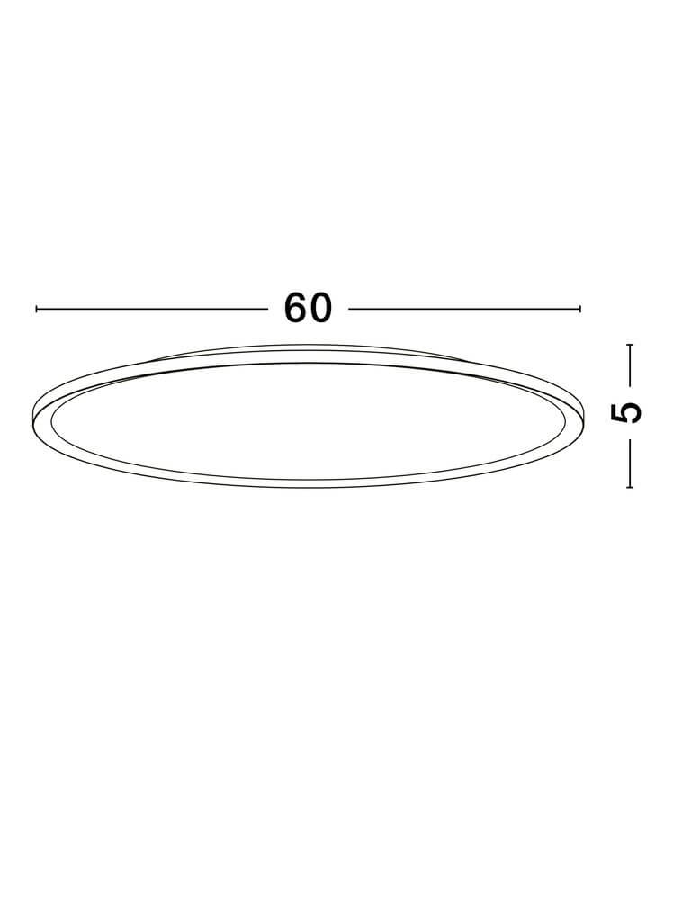 Aoton Deckenleuchte Ø 60cm Rund 3000K Maßzeichnung mit Durchmesser 60cm und Höhe 5cm.
