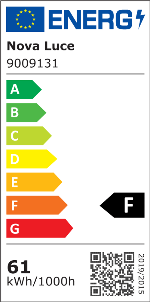 Energieeffizienzlabel für Nova Luce, Kategorie F, 61 kWh/1000h.