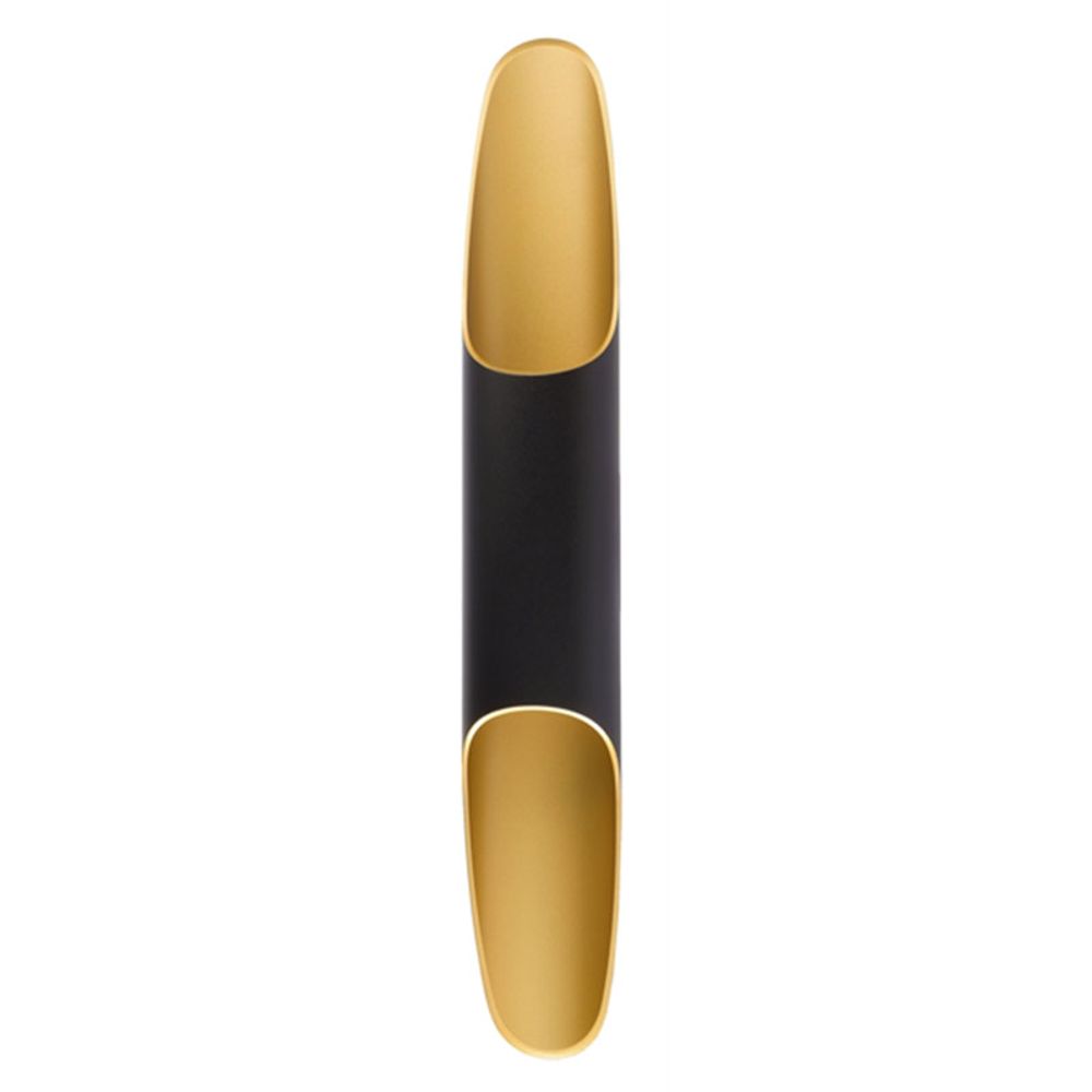Apo 50 LED-Wandlampe in Schwarz und Gold, dimmbar, modernes Design, blendfreier Lichtaustritt.