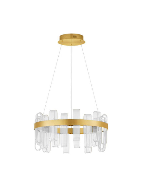 Argo LED Pendel Ø 60 cm, elegant lampe med buede linjer og gyldne accenter til stilfulde rum.