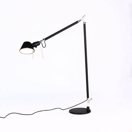 Artemide Tolomeo Lettura floor lamp in black with a flexible arm structure and adjustable lamp head.