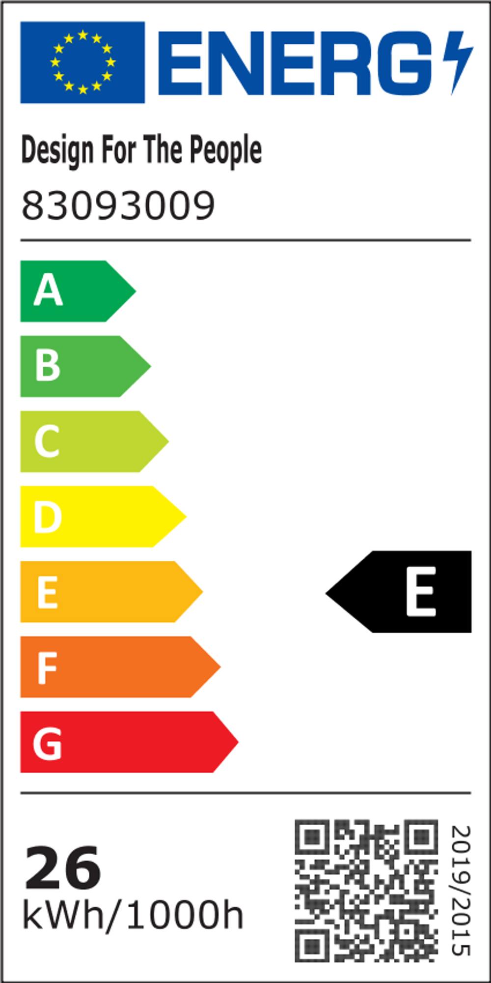 Artist 40 LED Pendelleuchte mit Energieeffizienzlabel Klasse E, 26 kWh/1000h Verbrauch, moderne Hängeleuchte frontal